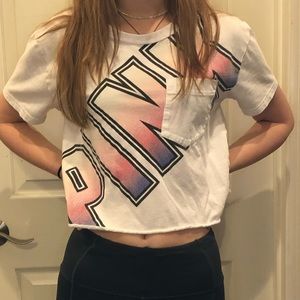 white Pink Victorius Secret Crop top